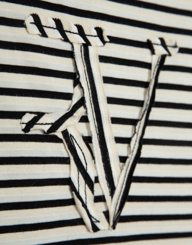 Beige/black striped tank top