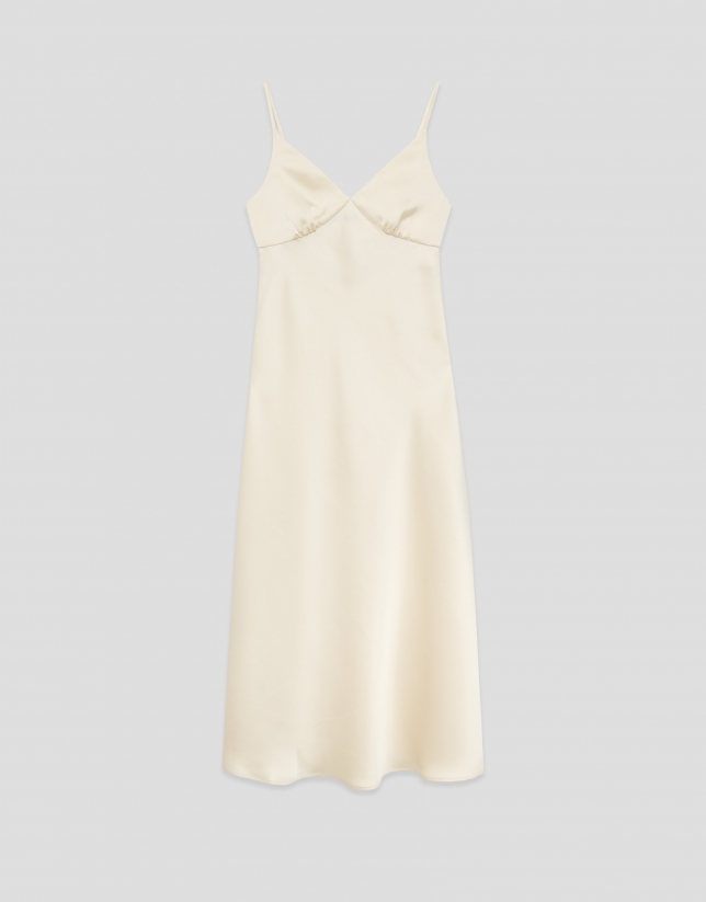 Beige strappy slip dress