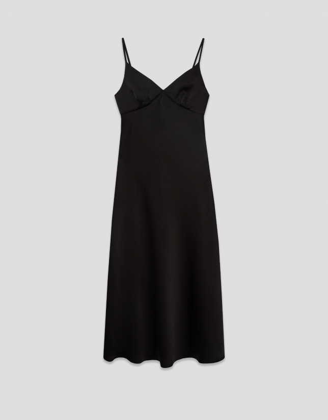 Black strappy slip dress