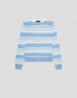 Horizontal striped cardigan in shades of blue