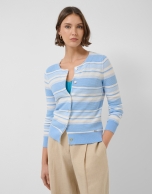 Horizontal striped cardigan in shades of blue