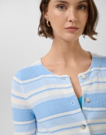 Horizontal striped cardigan in shades of blue
