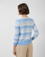 Horizontal striped cardigan in shades of blue