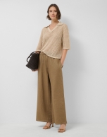 Camel openwork polo jumper