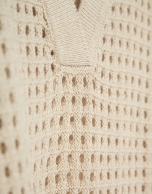 Camel openwork polo jumper