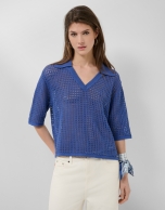 Jersey polo calado azul