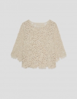 Beige openwork knit jumper