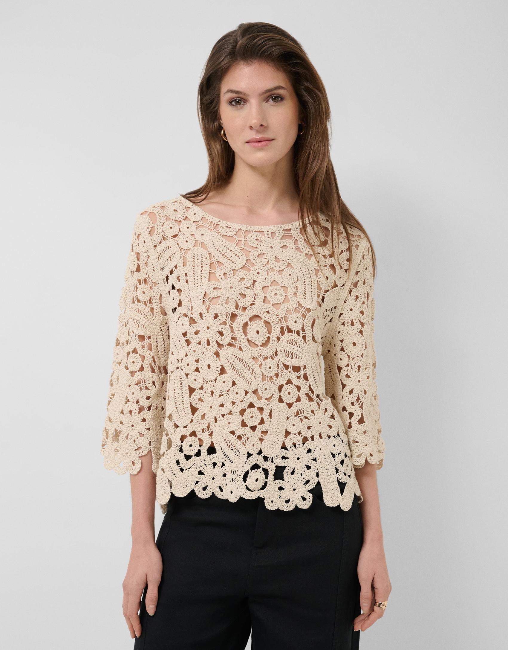 Jersey punto calado beige