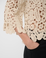Beige openwork knit jumper