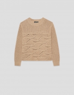 Camel long-sleeved camel wave pattern jumper