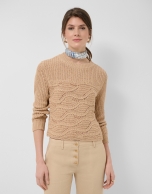 Camel long-sleeved camel wave pattern jumper