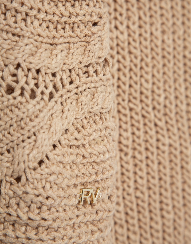 Camel long-sleeved camel wave pattern jumper