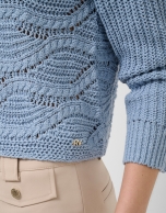 Blue long-sleeved wave pattern jumper