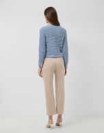 Blue long-sleeved wave pattern jumper