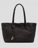 Bolso de hombro Paola Shopper piel anudada marr&oacute;n