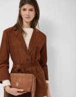 Cleo camel suede shoulder bag