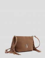 Cleo camel suede shoulder bag
