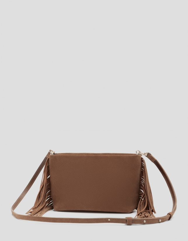 Cleo camel suede shoulder bag
