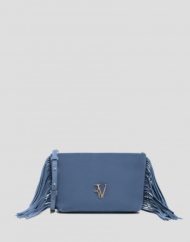 Cleo blue suede shoulder bag