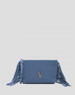 Cleo blue suede shoulder bag