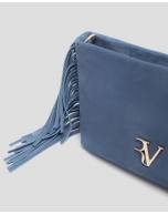 Cleo blue suede shoulder bag