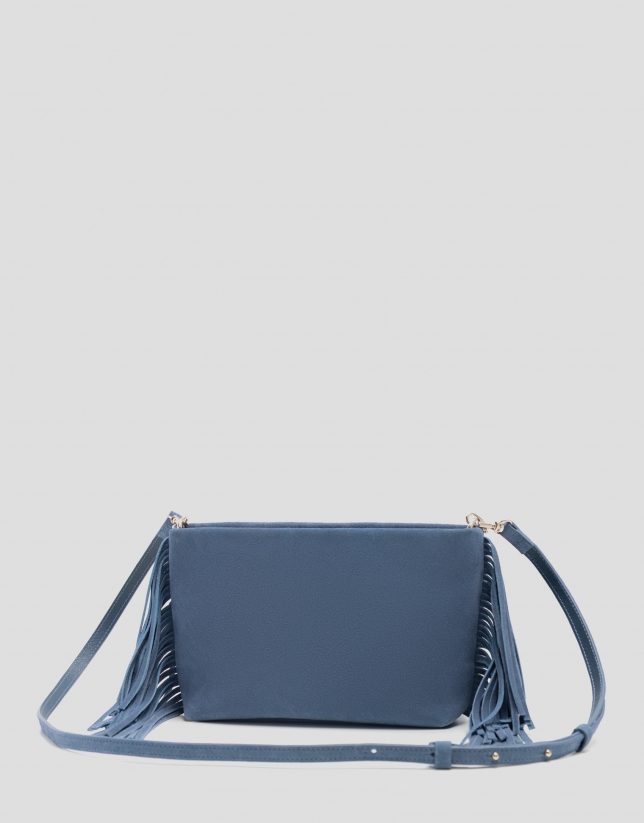 Cleo blue suede shoulder bag