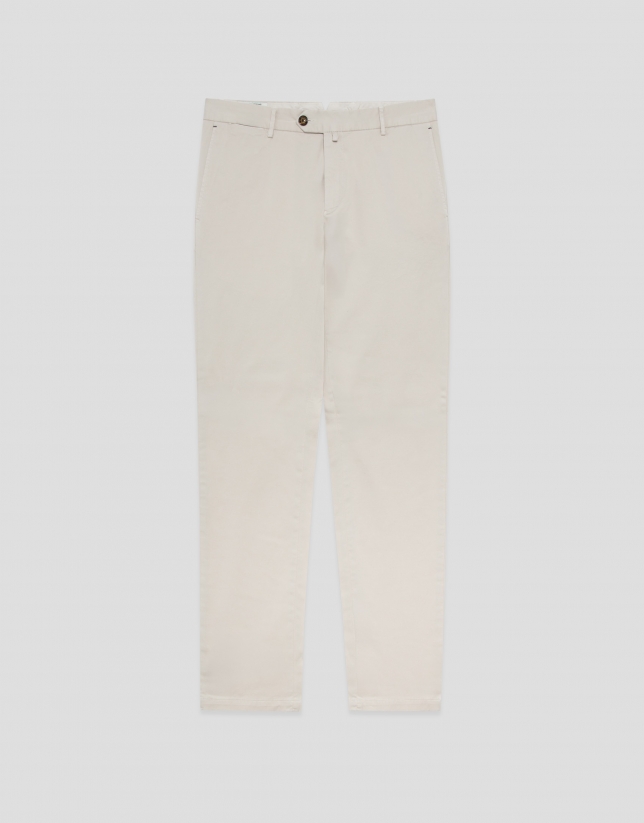 Beige dyed chino trousers