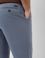 Greyish blue dyed chino trousers