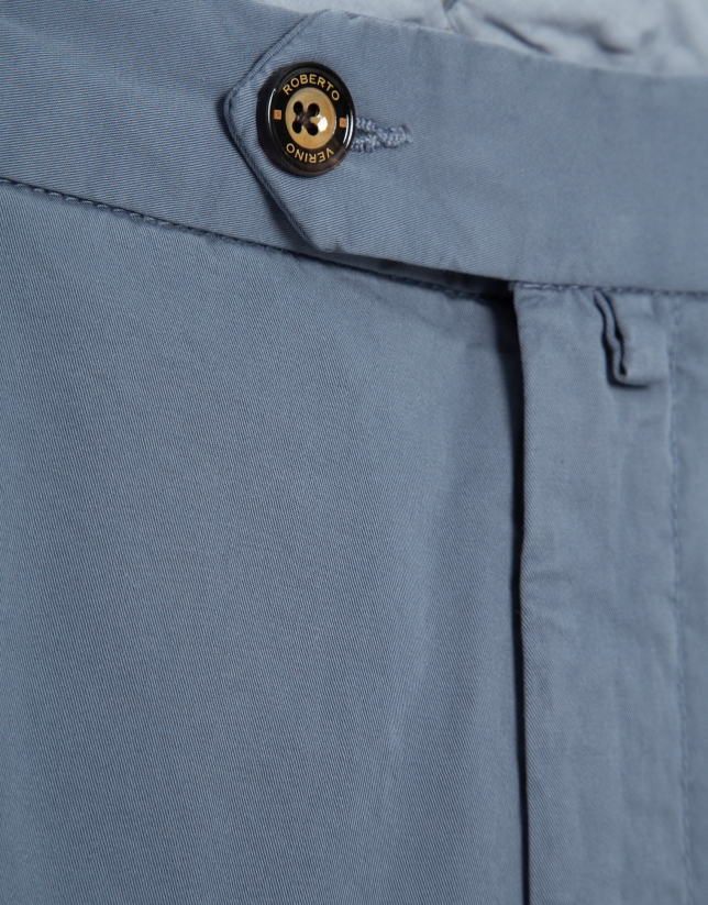 Greyish blue dyed chino trousers