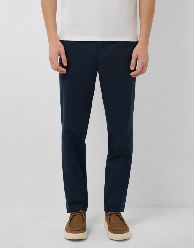 Navy blue dyed chino trousers