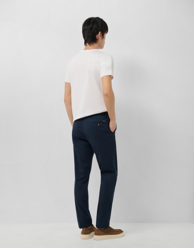 Navy blue dyed chino trousers