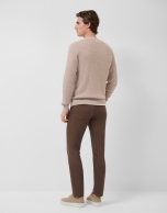 Brown dyed twill five-pocket trousers