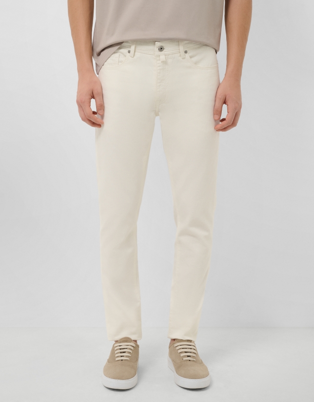 Five-pocket trousers in ecru twill