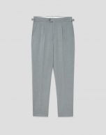 Grey melange trousers with buckles