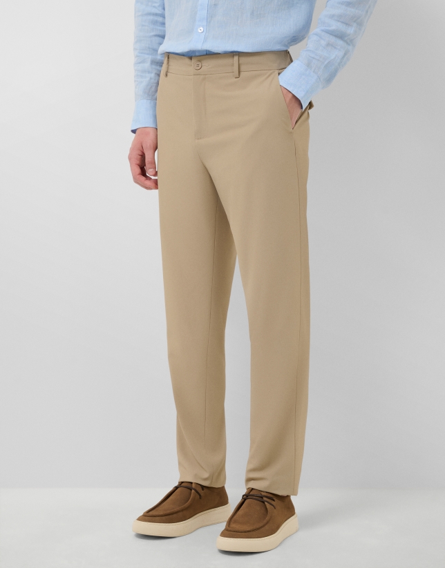 Beige plain technical separate trousers