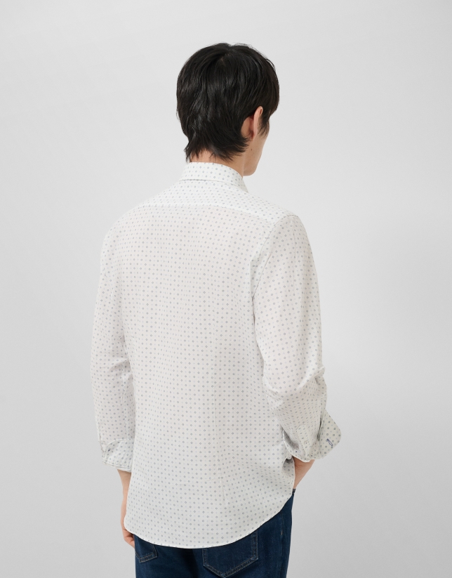 Regular fit blue geometric print casual shirt