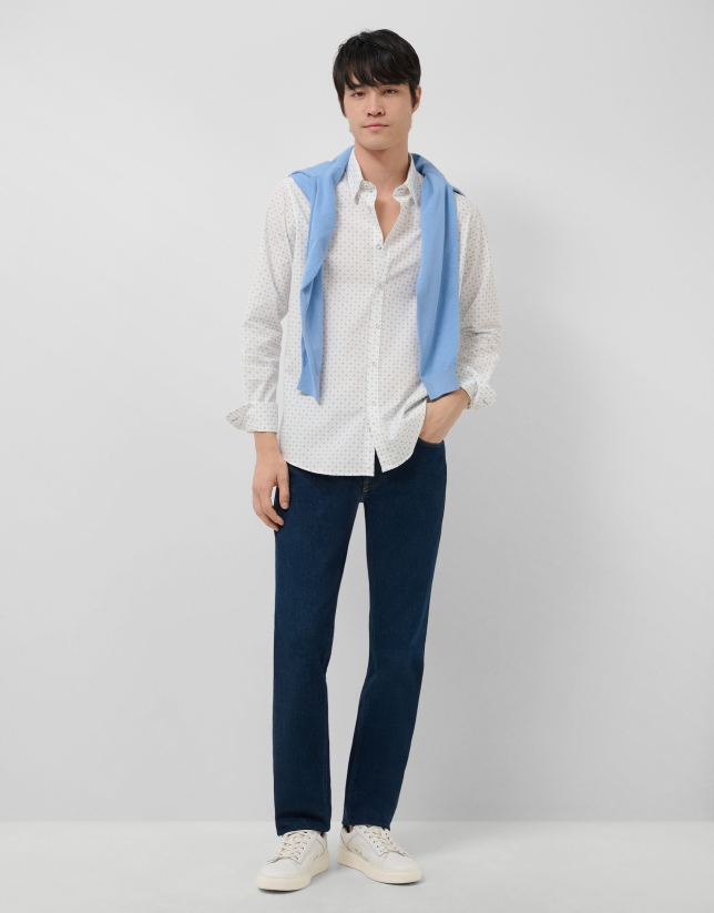 Regular fit blue geometric print casual shirt