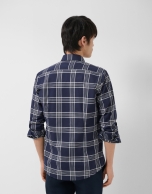Camisa sport regular cuadros marino perfil blanco