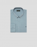 Camisa sport regular oxford verde azulado
