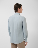 Regular fit teal Oxford casual shirt