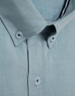 Regular fit teal Oxford casual shirt