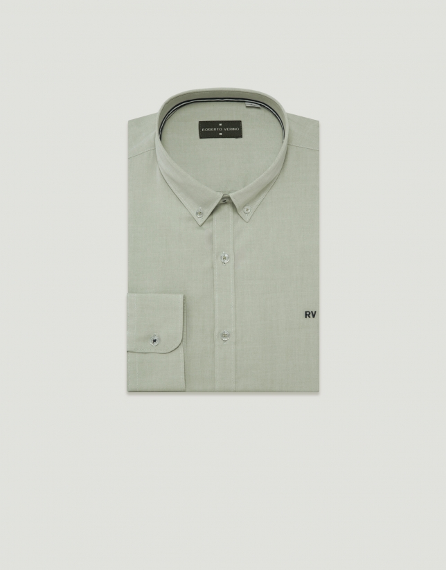 Camisa sport regular oxford caqui claro