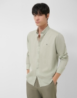 Regular fit khaki light oxford shirt