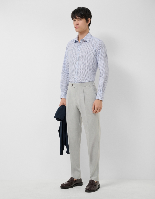 Camisa sport regular estampado geom&eacute;trico azul