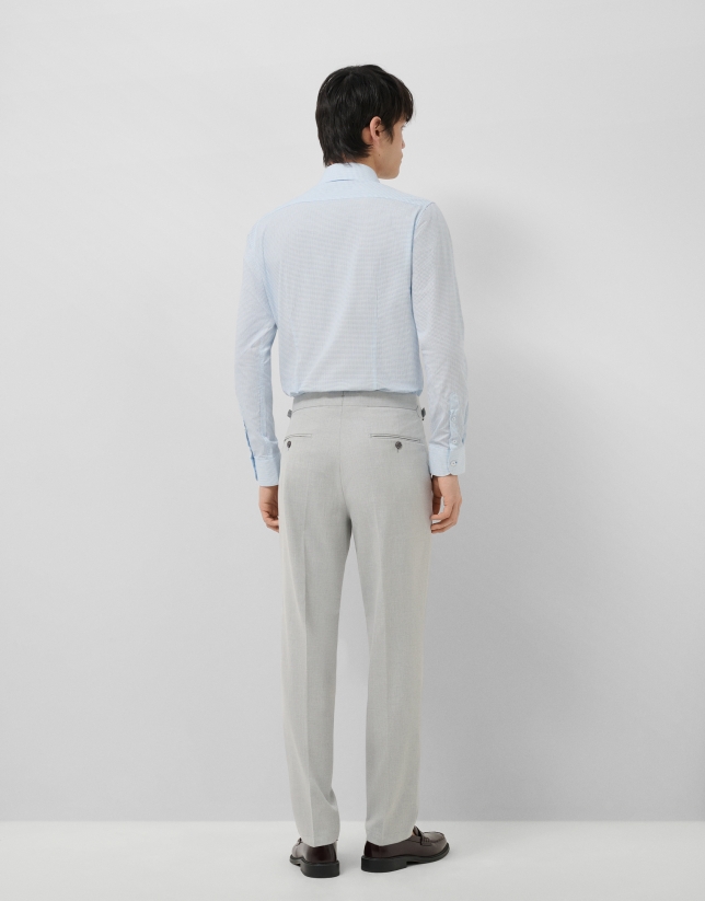 Slim fit shirt with light blue geometric print