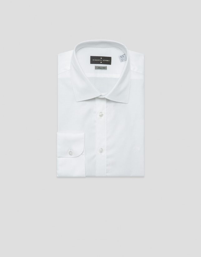 Slim fit sports shirt with white microstructure