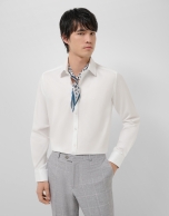 Camisa sport slim fit microestructura blanca