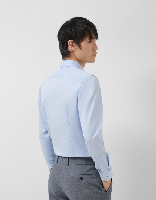 Camisa sport slim fit microestructura azul