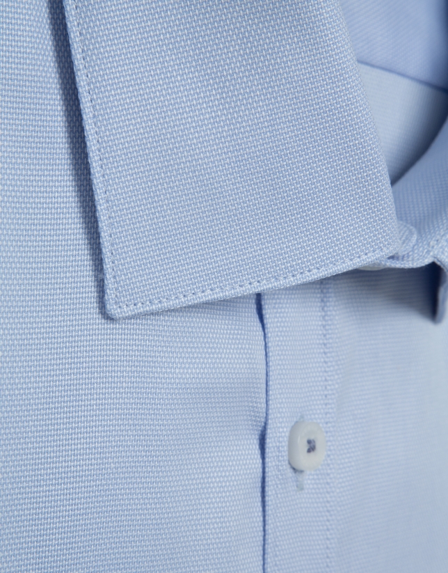 Camisa sport slim fit microestructura azul