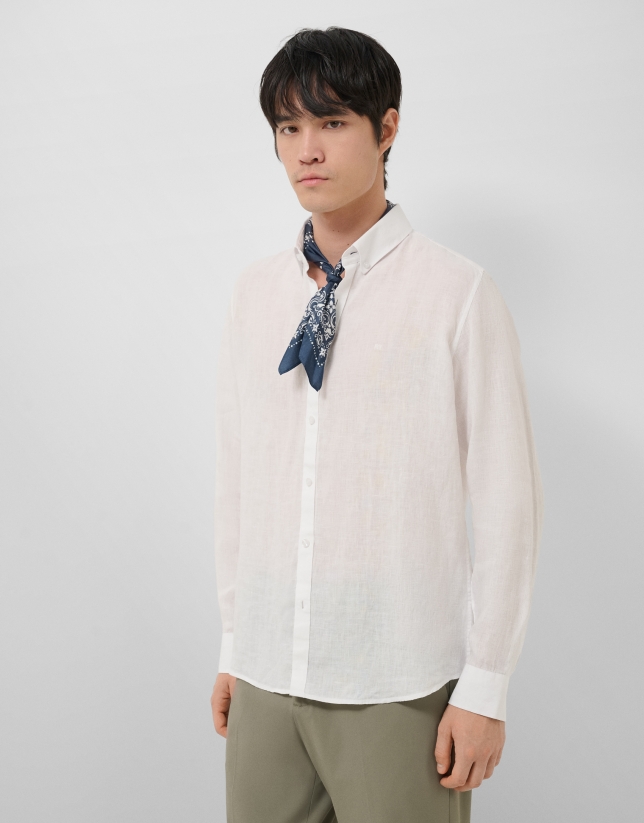 Camisa sport regular lino blanco